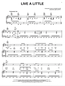 page one of Live A Little (Piano, Vocal & Guitar Chords (Right-Hand Melody))