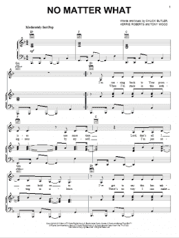 page one of No Matter What (Piano, Vocal & Guitar Chords (Right-Hand Melody))