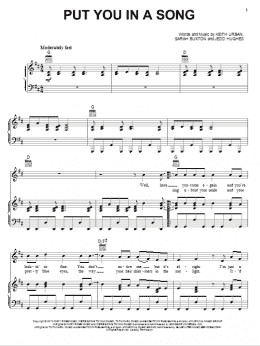 page one of Put You In A Song (Piano, Vocal & Guitar Chords (Right-Hand Melody))