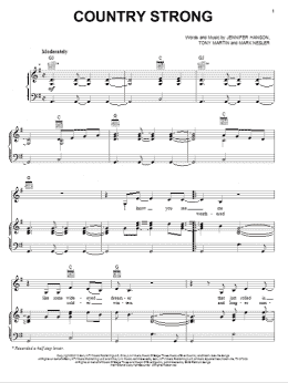 page one of Country Strong (Piano, Vocal & Guitar Chords (Right-Hand Melody))