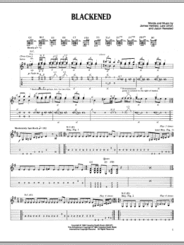 page one of Blackened (Guitar Tab)