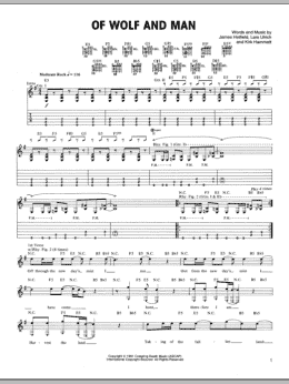 page one of Of Wolf And Man (Guitar Tab)