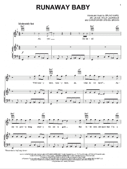 page one of Runaway Baby (Piano, Vocal & Guitar Chords (Right-Hand Melody))