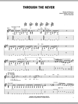 page one of Through The Never (Guitar Tab)