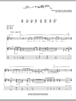 page one of Slither (Guitar Tab)
