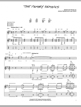 page one of The Memory Remains (Guitar Tab)
