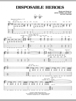 page one of Disposable Heroes (Guitar Tab)
