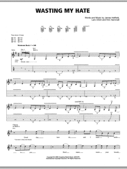 page one of Wasting My Hate (Guitar Tab)