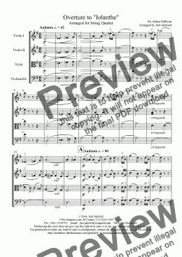 page one of Overture to "Iolanthe" (String Quartet)
