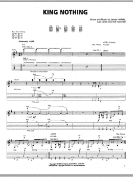 page one of King Nothing (Guitar Tab)