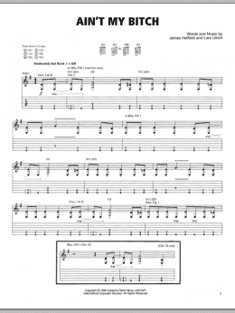 page one of Ain't My Bitch (Guitar Tab)