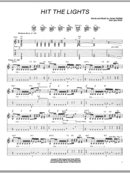 page one of Hit The Lights (Guitar Tab)
