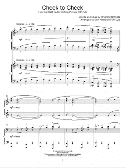 page one of Cheek To Cheek (Piano Duet)