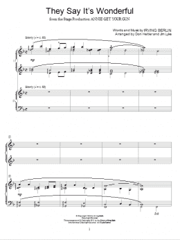 page one of They Say It's Wonderful (Piano Duet)