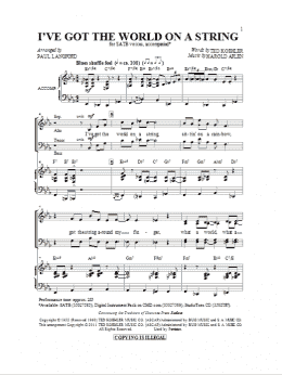 page one of I've Got The World On A String (SATB Choir)