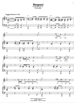 page one of Respect (Piano & Vocal)