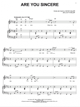 page one of Are You Sincere (Piano & Vocal)