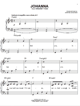 page one of Johanna (Easy Piano)
