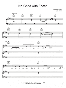 page one of No Good With Faces (Piano, Vocal & Guitar Chords (Right-Hand Melody))