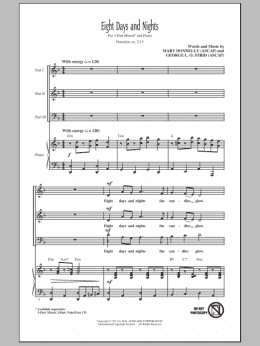 page one of Eight Days And Nights (3-Part Mixed Choir)