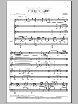 page one of Voices Of Earth (SATB Choir)