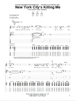 page one of New York City's Killing Me (Guitar Tab)