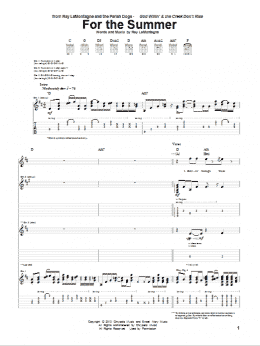page one of For The Summer (Guitar Tab)