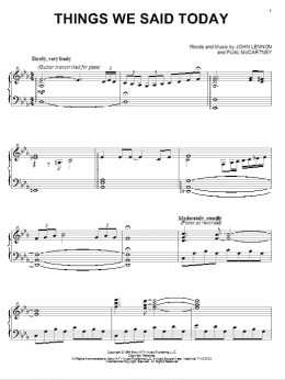 page one of Things We Said Today (Piano Solo)