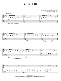 page one of Yes It Is (Piano Solo)