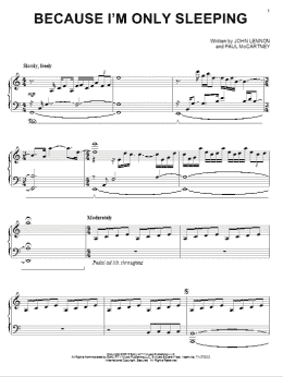 page one of Because I'm Only Sleeping (Piano Solo)