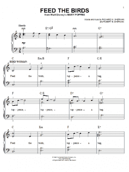 page one of Feed The Birds (Tuppence A Bag) (from Mary Poppins: The Musical) (Easy Piano)