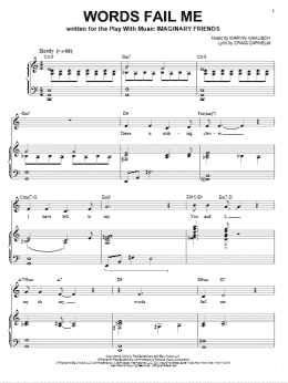 page one of Words Fail Me (Piano & Vocal)