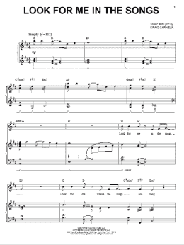 page one of Look For Me In The Songs (Piano & Vocal)