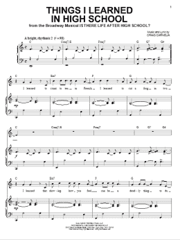 page one of Things I Learned In High School (Piano & Vocal)
