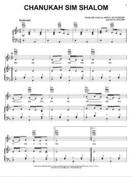 page one of Chanukah Sim Shalom (Piano, Vocal & Guitar Chords (Right-Hand Melody))