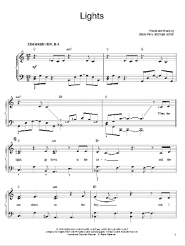 page one of Lights (Easy Piano)