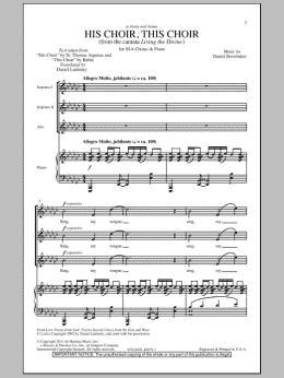 page one of His Choir, This Choir (SSA Choir)