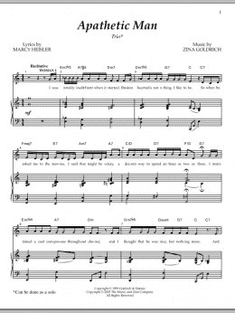 page one of Apathetic Man (Piano & Vocal)
