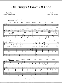 page one of The Things I Know Of Love (Piano & Vocal)