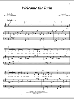 page one of Welcome The Rain (Piano & Vocal)