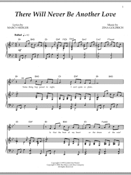 page one of There Will Never Be Another Love (Piano & Vocal)