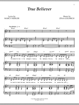 page one of True Believer (Piano & Vocal)