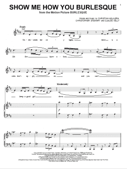 page one of Show Me How You Burlesque (Piano, Vocal & Guitar Chords (Right-Hand Melody))