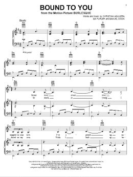 page one of Bound To You (from Burlesque) (Piano, Vocal & Guitar Chords (Right-Hand Melody))