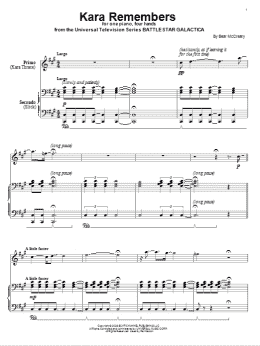 page one of Kara Remembers (Piano Duet)