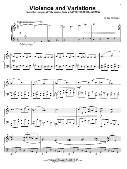 page one of Violence And Variations (Piano Solo)