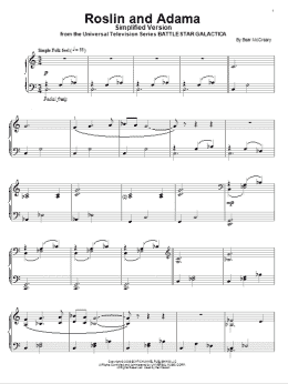 page one of Roslin And Adama (Simplified Version) (Piano Solo)