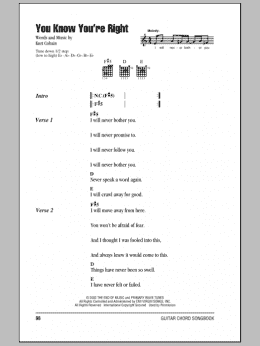 page one of You Know You're Right (Guitar Chords/Lyrics)
