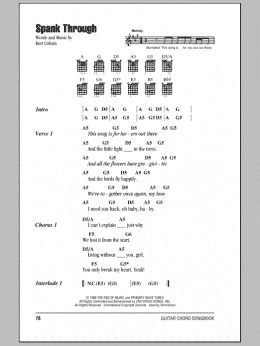 page one of Spank Through (Guitar Chords/Lyrics)