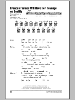 page one of Frances Farmer Will Have Her Revenge On Seattle (Guitar Chords/Lyrics)